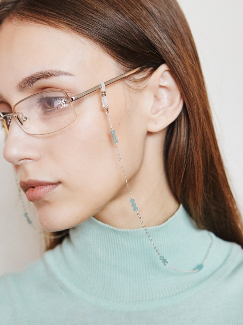 Silver Glasses Chain (Pacific Opal Crystal)